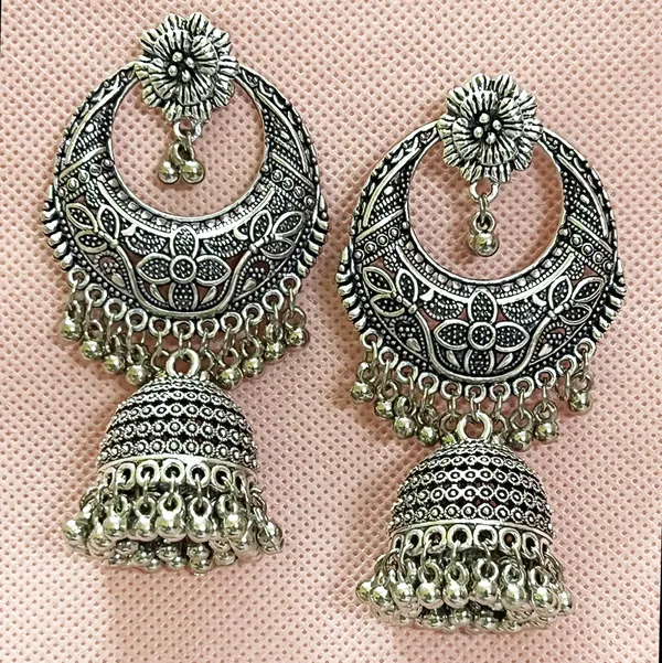Oxidised_Silver_Handmade_Traditional_Jhumki_With_Moon_And_Flower_Motif_Chandbali_Design_Ethnic_Jhumki_Earrings_For_Women_And_Girls
