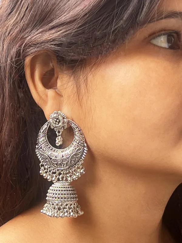 Oxidised_Silver_Handmade_Traditional_Jhumki_With_Moon_And_Flower_Motif_Chandbali_Design_Ethnic_Jhumki_Earrings_For_Women_And_Girls