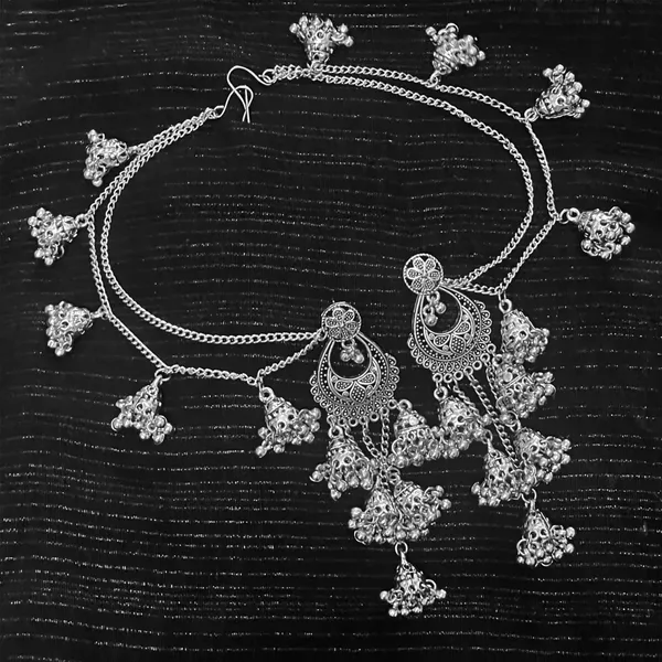 Oxidised_Traditional_Oxidized_Bahubali_Chandbali_Jhumkas_With_Chains_And_Beads_Drop_For_Women_And_Girls