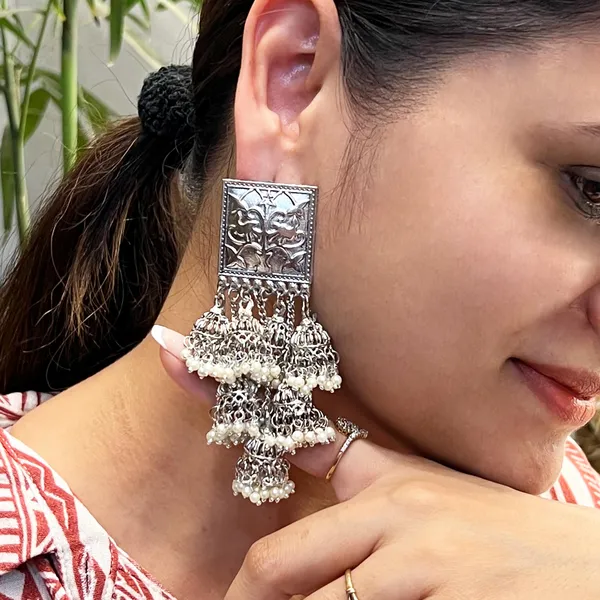 Oxidised_Silver_Antique_Oxidized_Handmade_Jhumka_Earrings_With_Pearls_&_Beads_-_Traditional_Ethnic_Textured_Women_Jhumki_With_Fine_Detailing