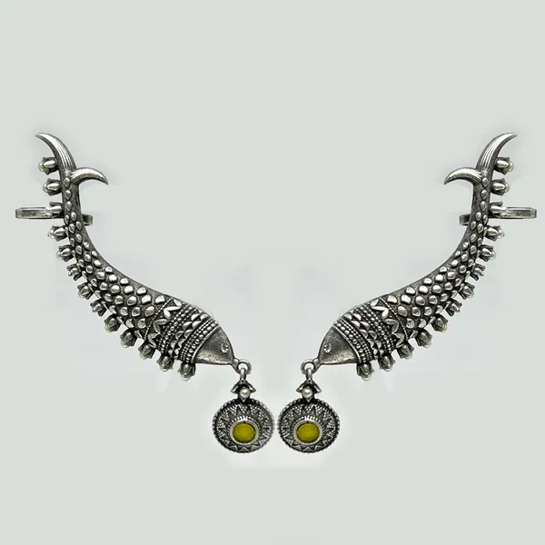 Silver_Oxidised_Multicolor_Matsya_Helix_Earring_For_Upper_Ear_Lobe,Brass_Oxidized_Fish_Motif_Ear_Cuffs_&_Cartilage_Earrings_For_Whole_Ear_Earrings_Women_And_Girls