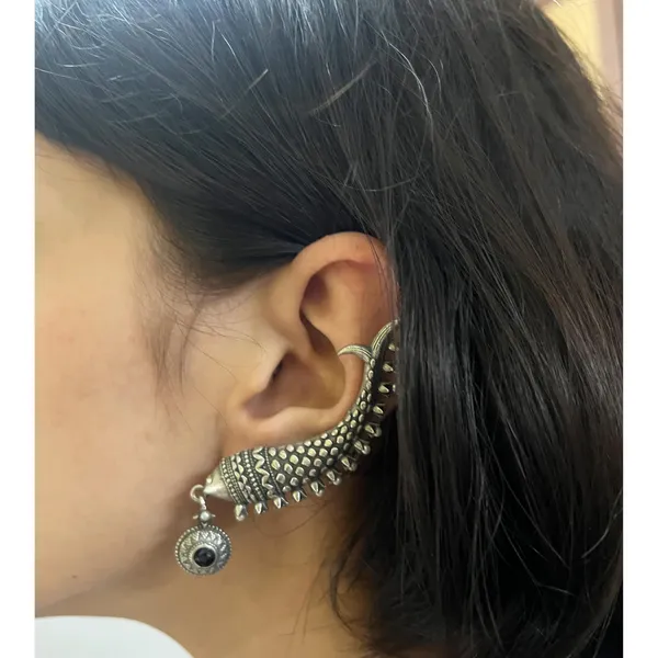 Silver_Oxidised_Multicolor_Matsya_Helix_Earring_For_Upper_Ear_Lobe,Brass_Oxidized_Fish_Motif_Ear_Cuffs_&_Cartilage_Earrings_For_Whole_Ear_Earrings_Women_And_Girls