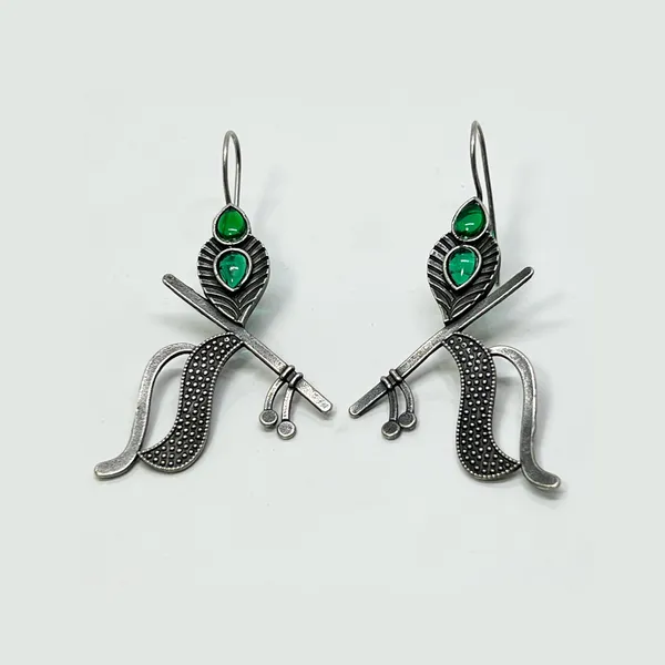 Green_Oxidized_Lord_Krishna_Earrings_Murli_-_Bansuri,_Mayur_Inspired_Design,_Krisna_Janmashtami_Temple_Earring_For_Women_And_Girls