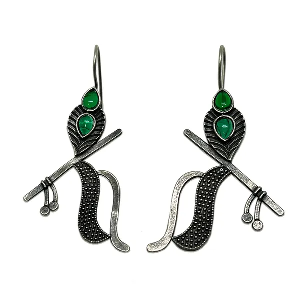 Green_Oxidized_Lord_Krishna_Earrings_Murli_-_Bansuri,_Mayur_Inspired_Design,_Krisna_Janmashtami_Temple_Earring_For_Women_And_Girls