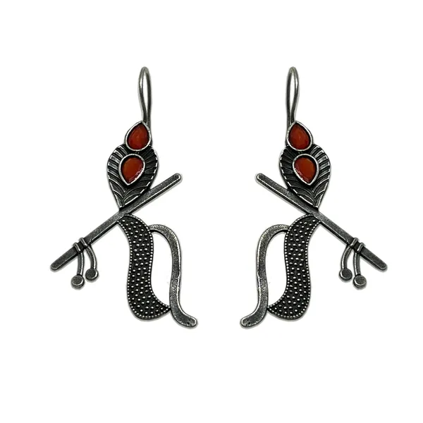 Red_Oxidized_Lord_Krishna_Earrings_Murli_-_Bansuri,_Mayur_Inspired_Design,_Krisna_Janmashtami_Temple_Earring_For_Women_And_Girls