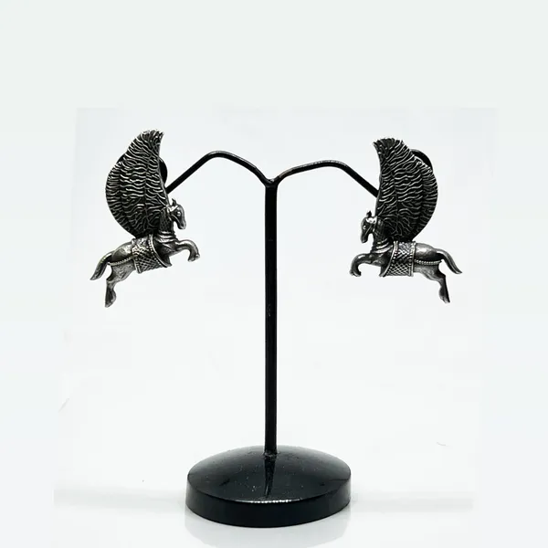 Silver_Oxidised_Brass_Antique_Oxidized_Pegasus,_Shaahi_Ghoda,_Winged_Horse_Motifs_Earrings_Pegasus_Inspired_Statement_Jewellery