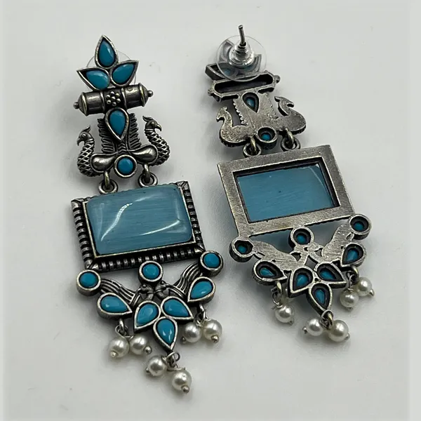 Mint_Monalisa_Stone_Peacock_Earrings_-_Oxidized_Finish,_Brass,_Silver_Replica,_Exquisite_Oxidised_Peacock_Earring