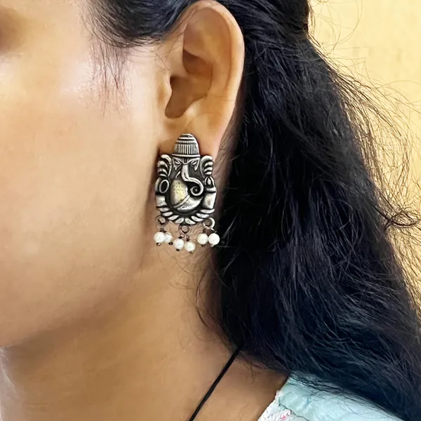 Oxidised_Oxidized_Lord_Ganesh_Temple_Drop_Earrings_|_Ganpati_Divine_Charm_|_Multiple_Designs_For_Women_And_Girls