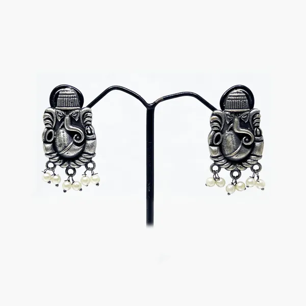 Oxidised_Oxidized_Lord_Ganesh_Temple_Drop_Earrings_|_Ganpati_Divine_Charm_|_Multiple_Designs_For_Women_And_Girls