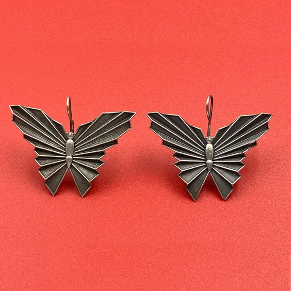 Oxidised_Black_Office_&_College_Wear_Elegant_Brass_Butterfly_And_Flower_Oxidised_Drop_Earrings_For_Women_|_Auspicious_Jewellery