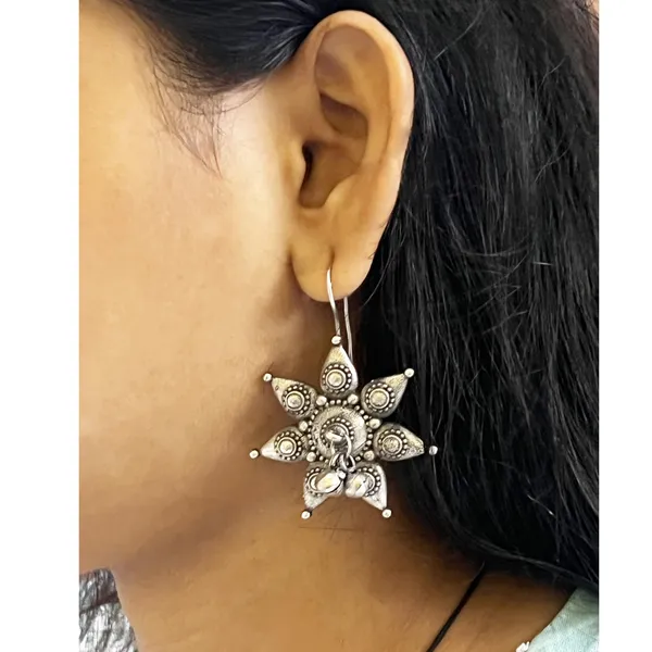 Oxidised_Black_Office_&_College_Wear_Elegant_Brass_Butterfly_And_Flower_Oxidised_Drop_Earrings_For_Women_|_Auspicious_Jewellery