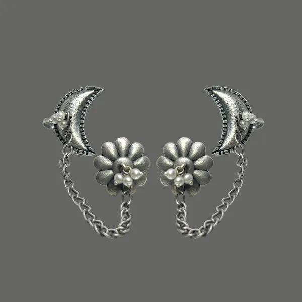 Silver_Oxidised_Oxidized_Half_Moon_Ear_Cuffs_With_Chain_Detailing_Women_And_Girls
