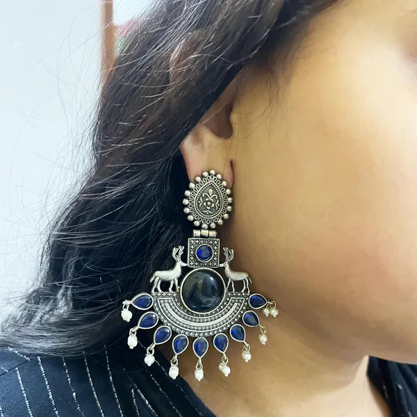Multicolor_Classic_Monalisa_Deer_Earrings_Jaipur_Design_Oxidised_Drop_Earrings_For_Women_&_Girls