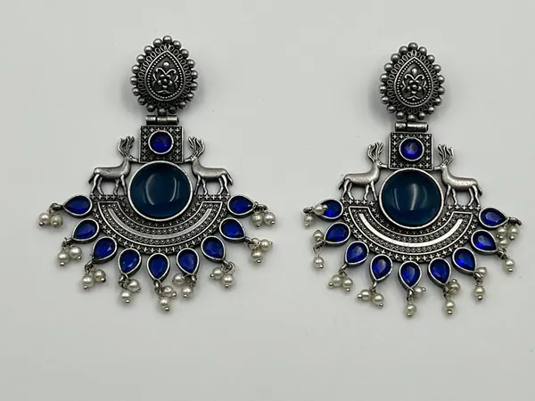 Multicolor_Classic_Monalisa_Deer_Earrings_Jaipur_Design_Oxidised_Drop_Earrings_For_Women_&_Girls