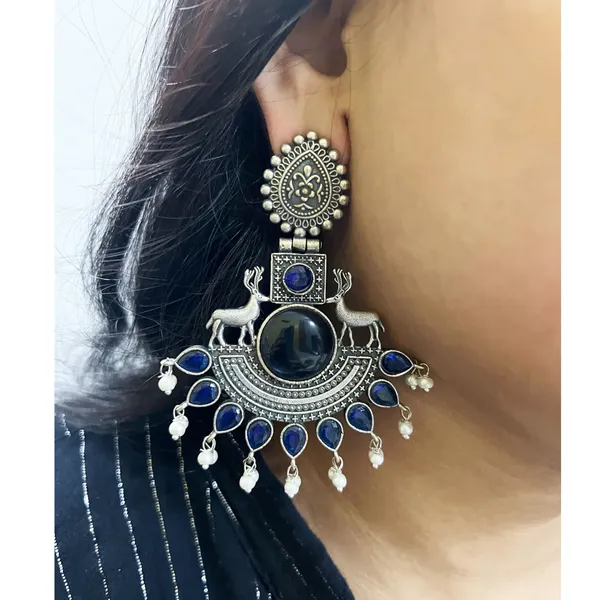 Multicolor_Classic_Monalisa_Deer_Earrings_Jaipur_Design_Oxidised_Drop_Earrings_For_Women_&_Girls
