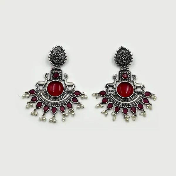 Multicolor_Classic_Monalisa_Deer_Earrings_Jaipur_Design_Oxidised_Drop_Earrings_For_Women_&_Girls