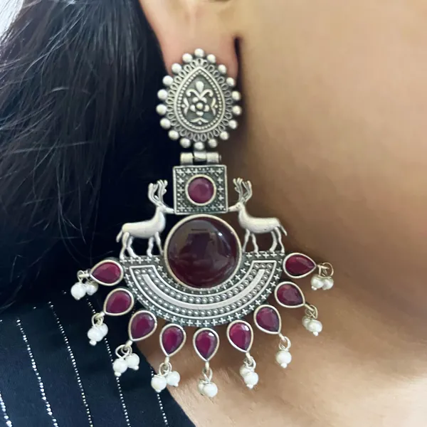Multicolor_Classic_Monalisa_Deer_Earrings_Jaipur_Design_Oxidised_Drop_Earrings_For_Women_&_Girls