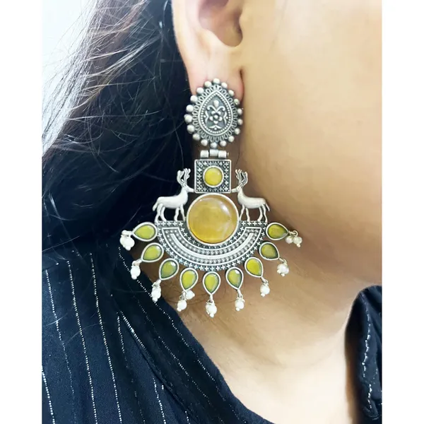 Multicolor_Classic_Monalisa_Deer_Earrings_Jaipur_Design_Oxidised_Drop_Earrings_For_Women_&_Girls