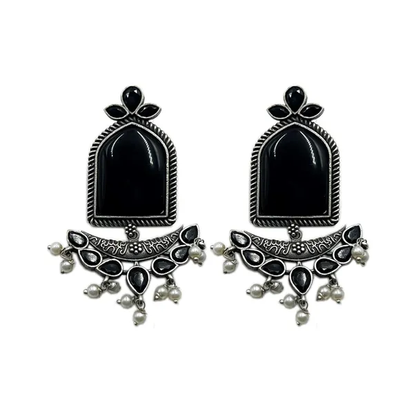 Black_Crescent_Moon_Chandbali_Earrings_|_Oxidised_Finish_Brass_Silver_Replica,_Mona_Lisa_Statement_Dangler_Earrings_In_Many_Colors_For_Women_&_Girls