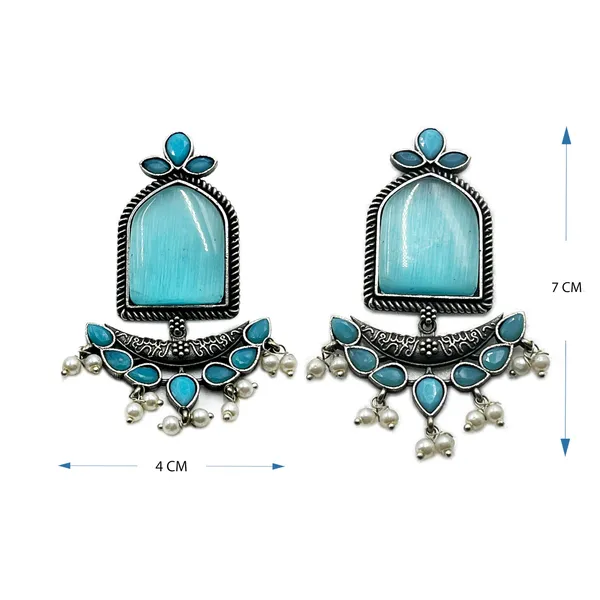 Mint_Crescent_Moon_Chandbali_Earrings_|_Oxidised_Finish_Brass_Silver_Replica,_Mona_Lisa_Statement_Dangler_Earrings_In_Many_Colors_For_Women_&_Girls