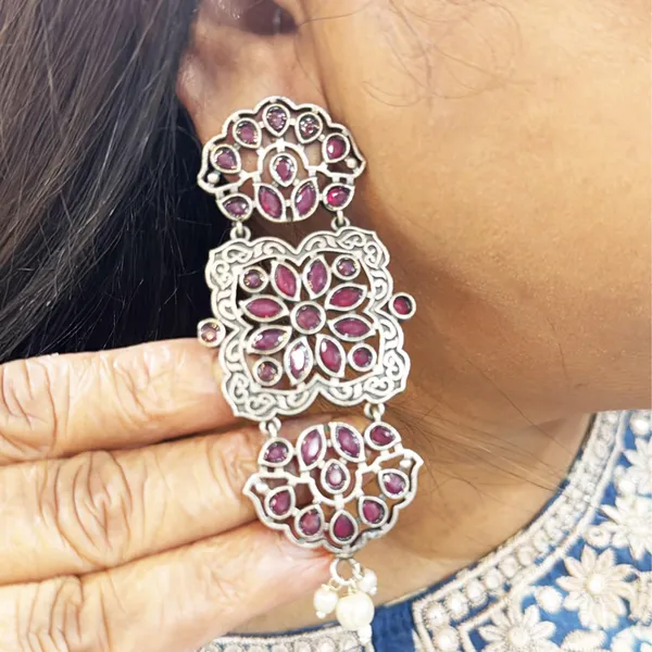 Red_Oxidized_Brass_Dangler_Earrings_For_Women_-_Traditional_&_Western_Fusion_For_Women_&_Girls