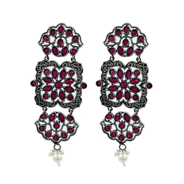 Red_Oxidized_Brass_Dangler_Earrings_For_Women_-_Traditional_&_Western_Fusion_For_Women_&_Girls