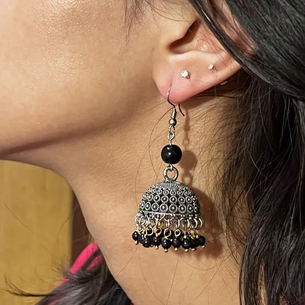 Multicolor_Oxidized_Traditional_Jhumka_Earrings_With_Beads_|_Lightweight_Ethnic_Jhumki_For_Girls_N_Women