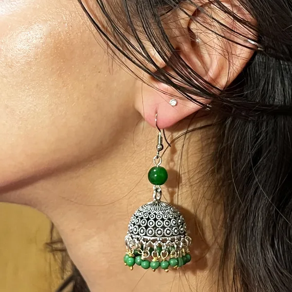 Multicolor_Oxidized_Traditional_Jhumka_Earrings_With_Beads_|_Lightweight_Ethnic_Jhumki_For_Girls_N_Women