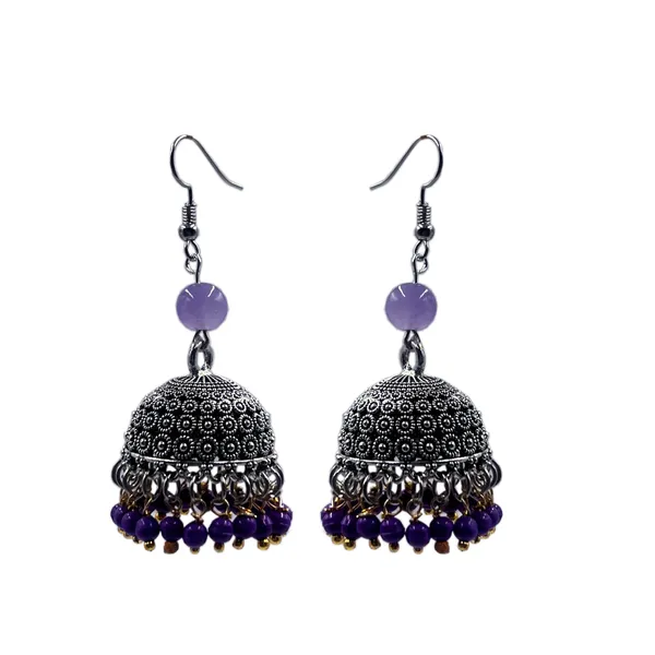Multicolor_Oxidized_Traditional_Jhumka_Earrings_With_Beads_|_Lightweight_Ethnic_Jhumki_For_Girls_N_Women