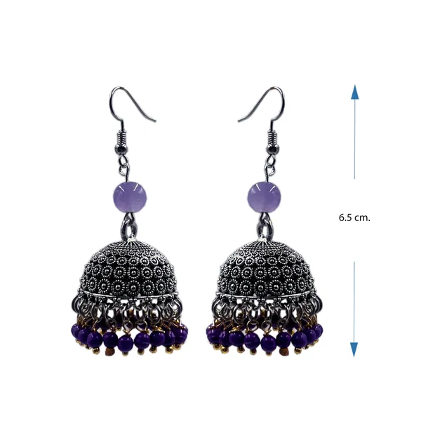 Multicolor_Oxidized_Traditional_Jhumka_Earrings_With_Beads_|_Lightweight_Ethnic_Jhumki_For_Girls_N_Women
