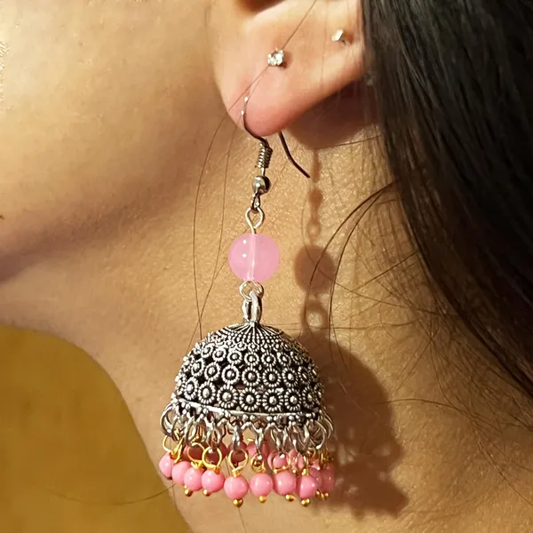 Multicolor_Oxidized_Traditional_Jhumka_Earrings_With_Beads_|_Lightweight_Ethnic_Jhumki_For_Girls_N_Women