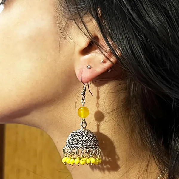 Multicolor_Oxidized_Traditional_Jhumka_Earrings_With_Beads_|_Lightweight_Ethnic_Jhumki_For_Girls_N_Women