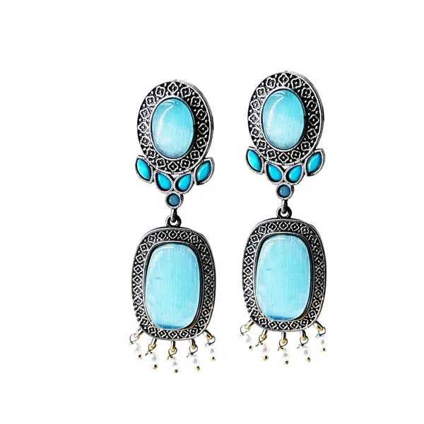 Blue_Oxidised_Silver_Earrings_For_Women_&_Girls_|_Monalisa_Stone_With_Pearl_Drops_|_Traditional_Ethnic_Dangler_Earrings