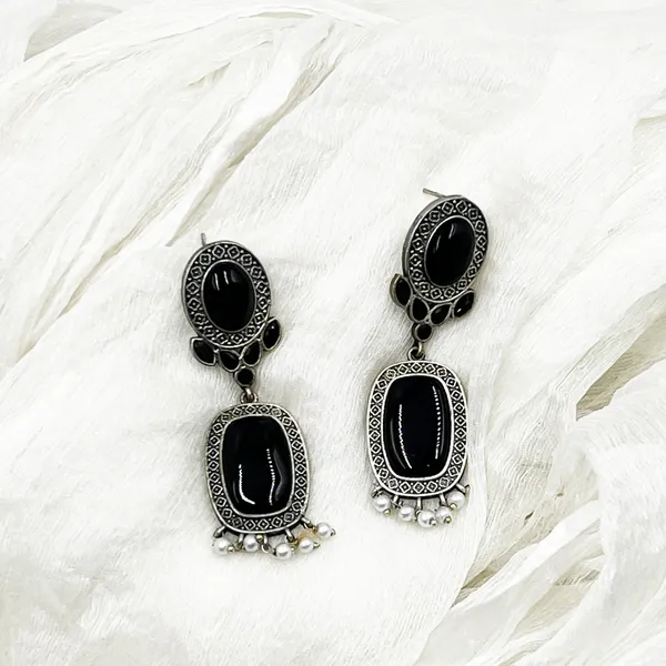 Black_Oxidised_Silver_Earrings_For_Women_&_Girls_|_Monalisa_Stone_With_Pearl_Drops_|_Traditional_Ethnic_Dangler_Earrings