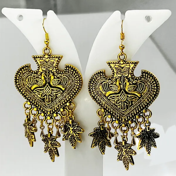 Silver_Antique_Gold_Tone_Tribal_Leaf_Dangler_Earrings_For_Women_|_Ethnic_Boho_Festival_Jewellery