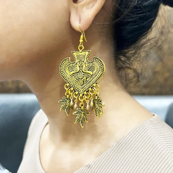 Silver_Antique_Gold_Tone_Tribal_Leaf_Dangler_Earrings_For_Women_|_Ethnic_Boho_Festival_Jewellery