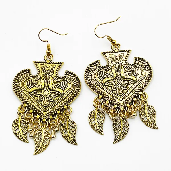 Silver_Antique_Gold_Tone_Tribal_Leaf_Dangler_Earrings_For_Women_|_Ethnic_Boho_Festival_Jewellery