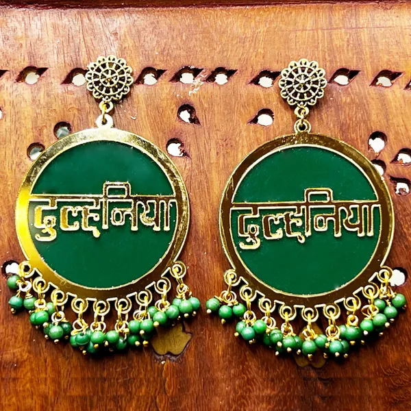 Green_Dulhaniya_Bridal_Wedding_Earrings_For_Women/Girls_|_Ethnic_Hindi_Script_Design_Multi_Colour_Acrylic_With_Beads