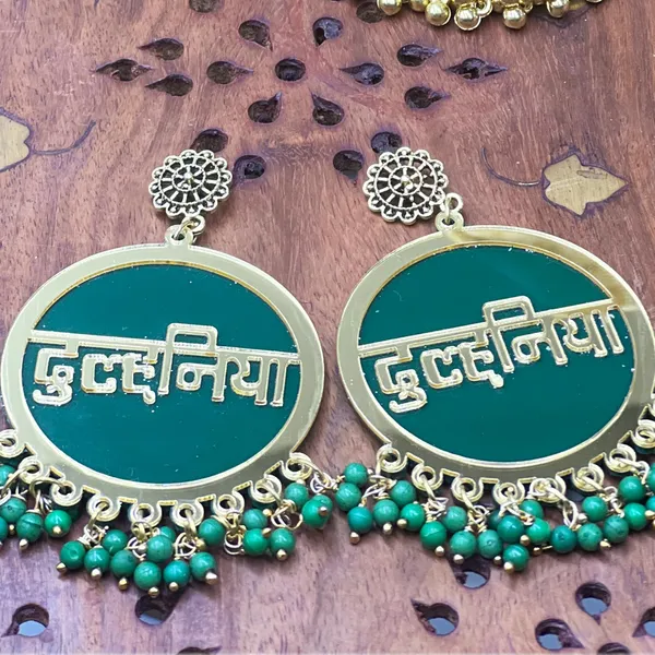 Green_Dulhaniya_Bridal_Wedding_Earrings_For_Women/Girls_|_Ethnic_Hindi_Script_Design_Multi_Colour_Acrylic_With_Beads