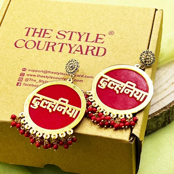 Red_Dulhaniya_Bridal_Wedding_Earrings_For_Women/Girls_|_Ethnic_Hindi_Script_Design_Multi_Colour_Acrylic_With_Beads