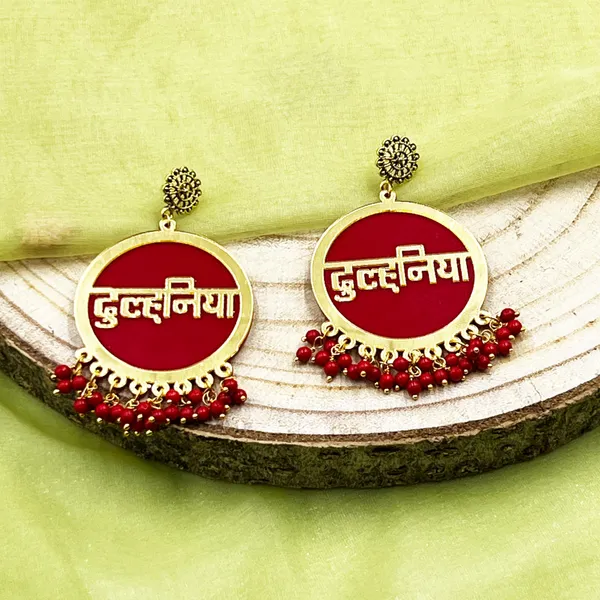 Red_Dulhaniya_Bridal_Wedding_Earrings_For_Women/Girls_|_Ethnic_Hindi_Script_Design_Multi_Colour_Acrylic_With_Beads
