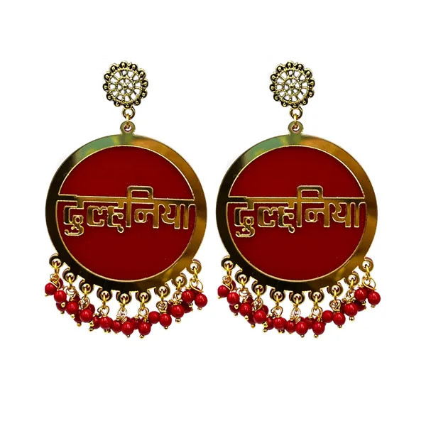 Red_Dulhaniya_Bridal_Wedding_Earrings_For_Women/Girls_|_Ethnic_Hindi_Script_Design_Multi_Colour_Acrylic_With_Beads