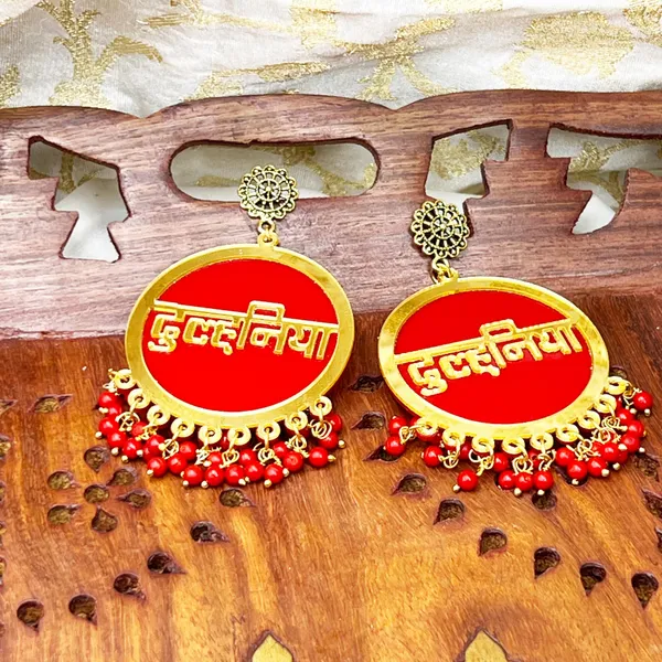 Red_Dulhaniya_Bridal_Wedding_Earrings_For_Women/Girls_|_Ethnic_Hindi_Script_Design_Multi_Colour_Acrylic_With_Beads