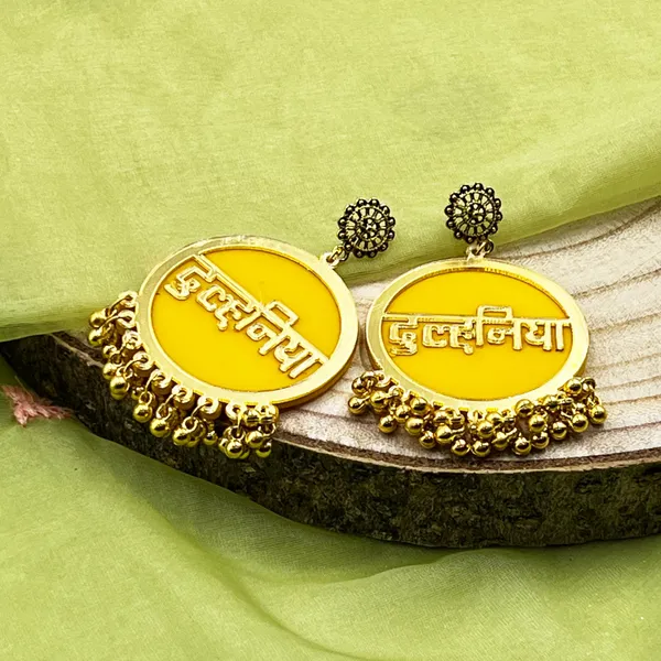 Yellow_Dulhaniya_Bridal_Wedding_Earrings_For_Women/Girls_|_Ethnic_Hindi_Script_Design_Multi_Colour_Acrylic_With_Beads