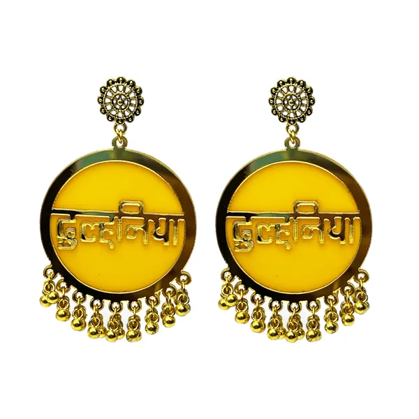 Yellow_Dulhaniya_Bridal_Wedding_Earrings_For_Women/Girls_|_Ethnic_Hindi_Script_Design_Multi_Colour_Acrylic_With_Beads