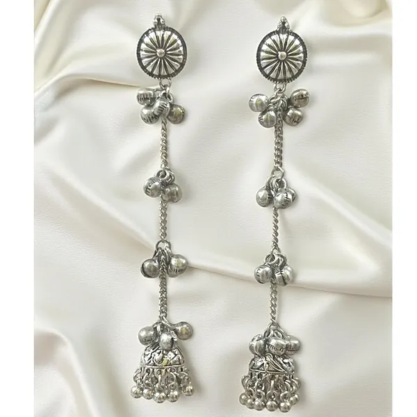 Silver_Oxidised_Silver_Long_Chain_Jhumka_Earrings_For_Women_And_Girls,_Afghani_Boho_Tassel_Dangler