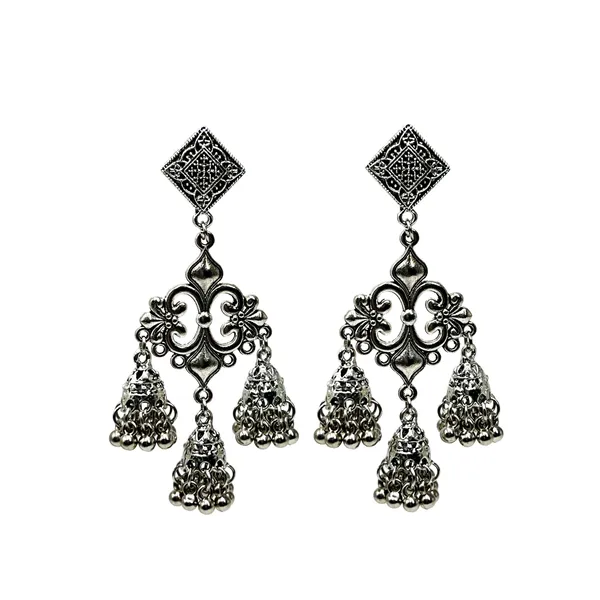 Silver_Oxidised_Silver_Filigree_Jhumka_Earrings_For_Women,_Traditional_Triple_Drop_Fleur_Design
