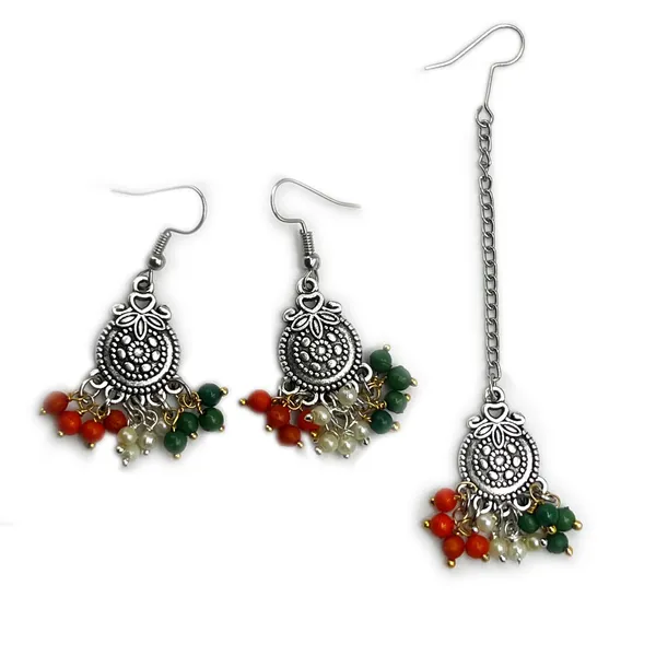 Multicolor_Ethnic_Oxidised_Gold_Earrings_With_Dome_Motif_Traditional_Indian_Jewellery_With_Colorful_Beads