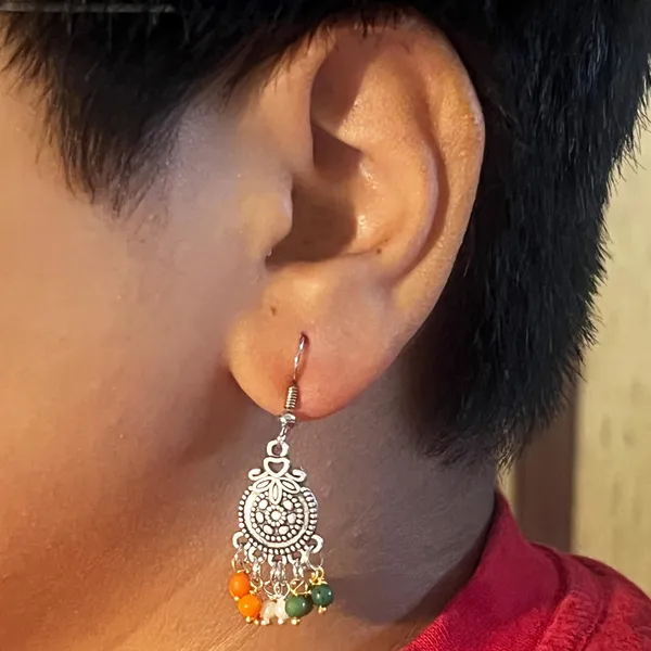 Multicolor_Ethnic_Oxidised_Gold_Earrings_With_Dome_Motif_Traditional_Indian_Jewellery_With_Colorful_Beads