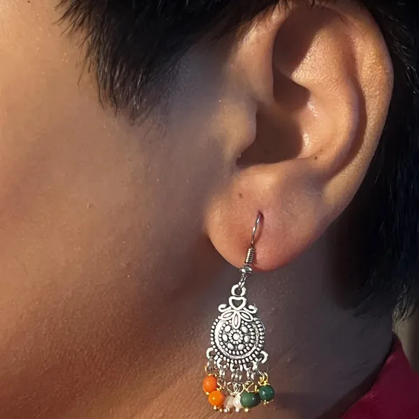 Multicolor_Ethnic_Oxidised_Gold_Earrings_With_Dome_Motif_Traditional_Indian_Jewellery_With_Colorful_Beads